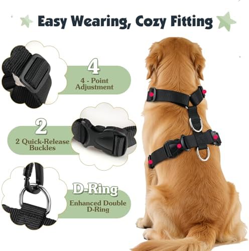 Pawaboo Dog Seat Belt Harness for Car, Seatbelt Harness - Image 5