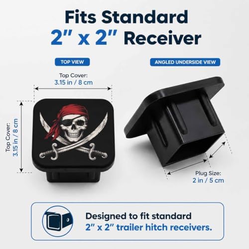 Trailer Hitch Covers Pirate Skull Flag Heavy Duty 2 Inch Hitch Cover - Image 2