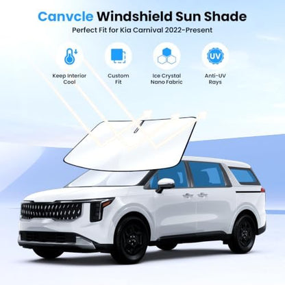 Canvcle Windshield Sun Shade for 2022-2025 2026 Kia Carnival Accessories - Image 2