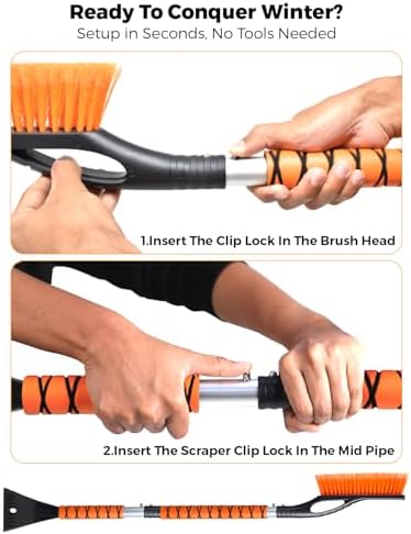 EcoNour 43" Ice Scraper for Car Windshield | 3 Parts Detachable Snow Brush - Image 5