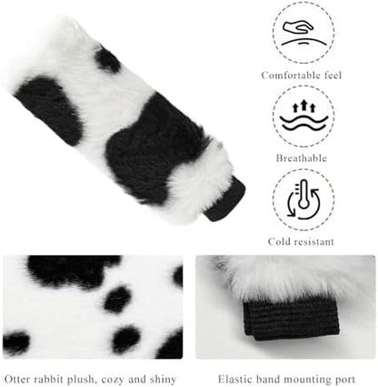 Cow Print Car Handbrake Cover, Cute Cow Print Anti-Slip Plush Handbrake - Image 3