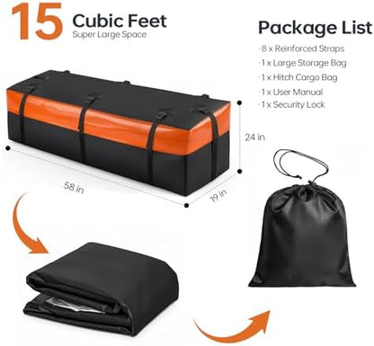 Forluck Waterproof Hitch Mount Cargo Carrier Bag, 15 Cubic Feet Soft Shell - Image 4