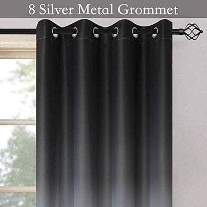 SimpleHome Black to Grey White Ombre Room Darkening Curtains 96 Inch - Image 3