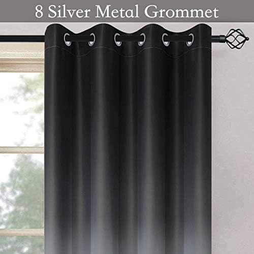 SimpleHome Black to Grey White Ombre Room Darkening Curtains 84 Inch - Image 3