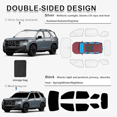 KMF 8pcs Thicken Sun Shades for Honda Pilot 2025 2026 Accessories, Full Car - Image 4