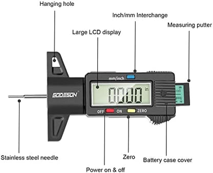 GODESON Tire Tread Depth Gauge, Digital Tire Tread Depth Gauge in 1Inch/25.4mm - Image 4