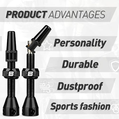 BWSHLF Tubeless Presta Valve Stem 40/44/55/60/65/80/100 mm, Super Light Alloy - Image 5