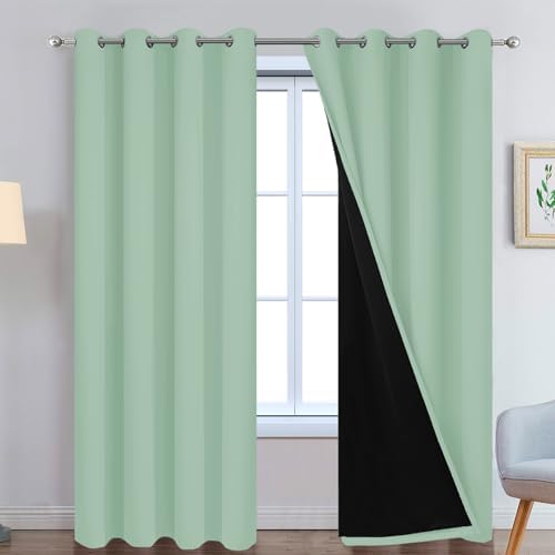 Yakamok Light Sage 100% Blackout Curtains 84 Inches Long 52" Wide, 2 Panels by Yakamok