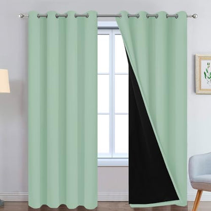 Yakamok Light Sage 100% Blackout Curtains 84 Inches Long 52" Wide, 2 Panels by Yakamok