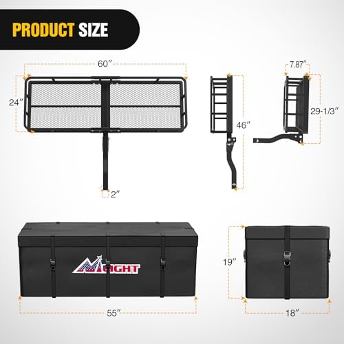 Nilight 60" x 24"x 7.87" Folding Carrier Fits 2-Inch Receiver 500 Lbs Capacity - Image 3