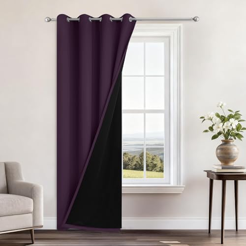 Yakamok Purple 100% Blackout Curtains 84 Inches Long by Yakamok