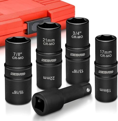 NEIKO 02282B 1/2-Inch-Drive Impact Socket Set, Flip Socket Set, Chrome Moly by NeikoTools