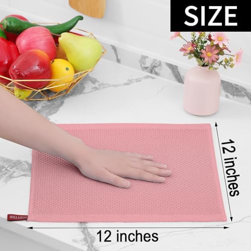 Homaxy 100% Cotton Waffle Weave Kitchen Dish Cloths 6-Pack, Dried Rose - Image 5