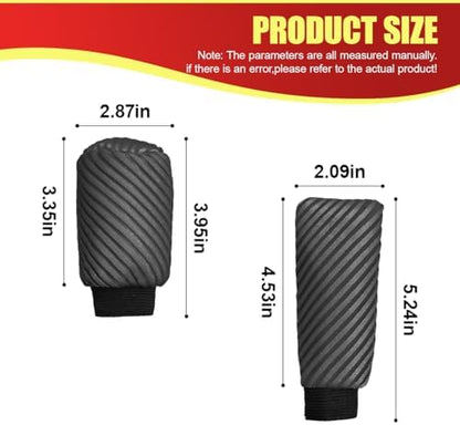 2PCS Car Gear Shift Knob and Handbrake Cover Set, Non-Slip Polyester Stick - Image 2