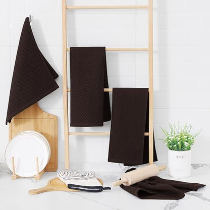 Homaxy 100% Cotton Waffle Weave Kitchen Dish Towels 18-Pack, Dark Brown - Image 6