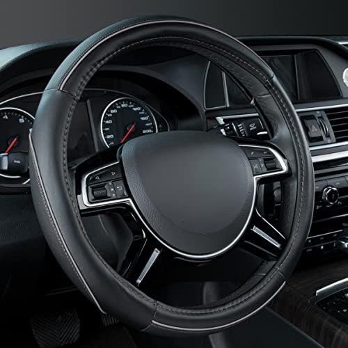 Car Pass Color Piping Microfiber Leather Universal Fit Steering Wheel Cover by CARPASS