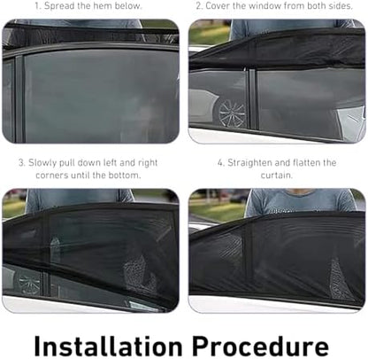 4PCS Car Window Shades, Mesh Side Window Sun Shade, Stretchy Front Rear Window - Image 7
