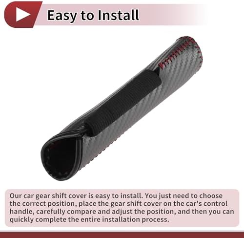 Car Handbrake Cover Leather Black Carbon Fiber Red Line 1 Pcs - Image 5