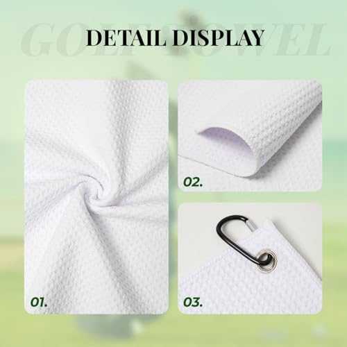 White Polka Dot Bright Red Print Golf Towel 16 x 24 inches, Microfiber Golf - Image 3