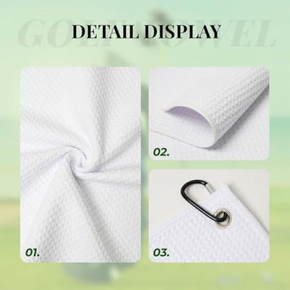 White Polka Dot Bright Red Print Golf Towel 16 x 24 inches, Microfiber Golf - Image 3