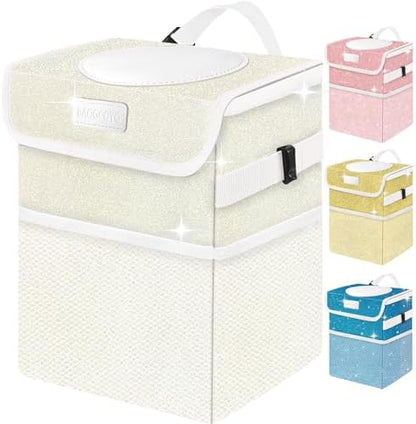 Cute Mini Car Trash Bag with Lid, Glitter Garbage Can Bin Hanging by BAOGCOYO