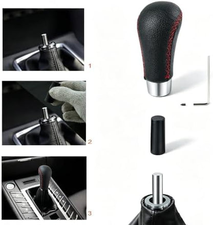 Lunsom Leather Shift Knob, Car Gear Shifter Stick Auto R Style Shift Stick - Image 3