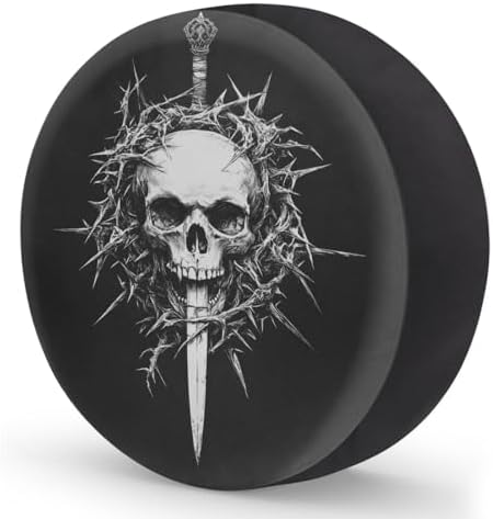 White Skull Art Spare Tire Cover Dust-Proof Wheel Protector - Image 2