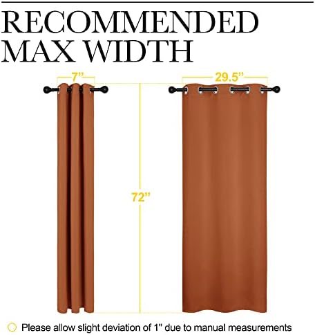 NICETOWN Blackout Curtain Panels, 1 Pair, 34 x 72-inch, Burnt Orange - Image 7