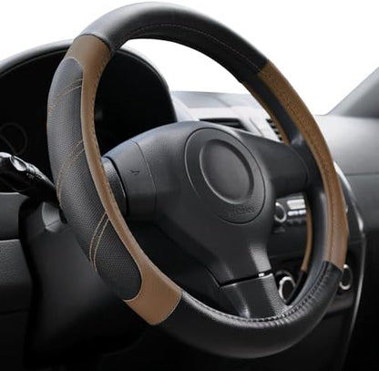 Elantrip Leather Steering Wheel Cover 14 1/2 to 15 inch Universal Padded Soft by Elantrip