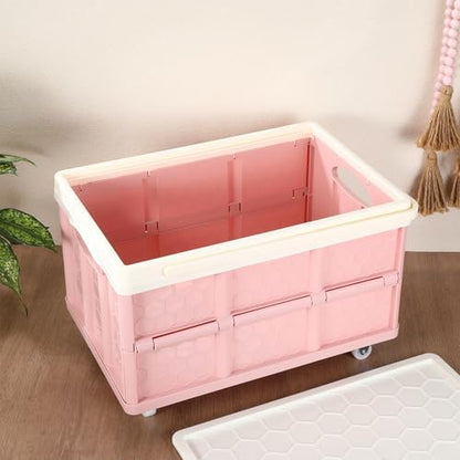Collapsible Storage Bins with Lids And Wheels, Stackable Folding Storage Boxes - Image 5
