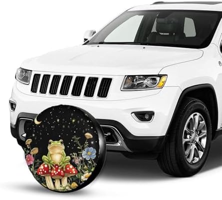 Mushrooms Frog Black Universal Spare Tire Cover, 16 Inch, Cute Waterproof - Image 7