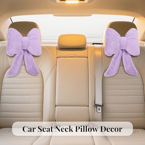 Bow Car Headrest Pillows Plush Car Neck Pillows - Image 3