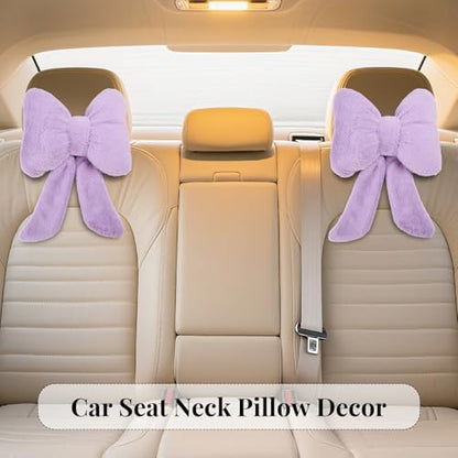 Bow Car Headrest Pillows Plush Car Neck Pillows - Image 3