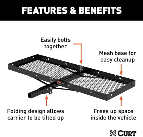 CURT 18109 Tray-Style Trailer Hitch Cargo Carrier, 500 lbs. Capacity, 60-Inch x - Image 3
