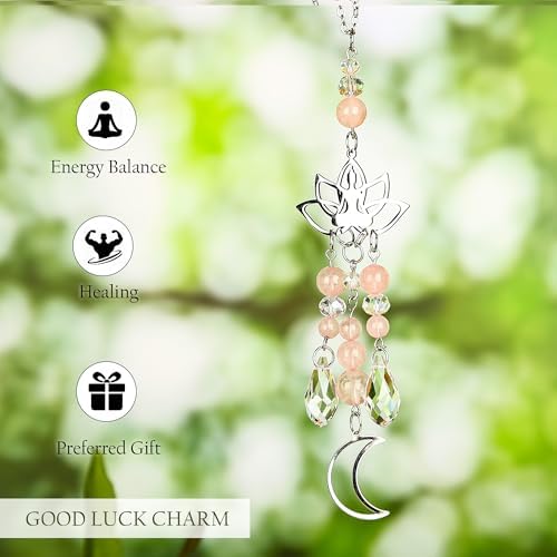 Car Rear View Mirror Accessories Car Hanging Ornament, Moon&Yoga Rearview Decor - Image 2