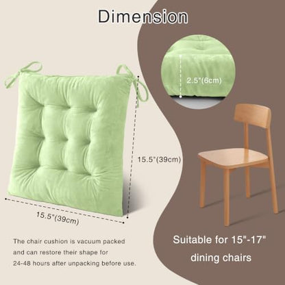 OVOV 4 Pack Chair Cushions for Dining Chairs 15.5"x15.5" Sage Green - Image 2