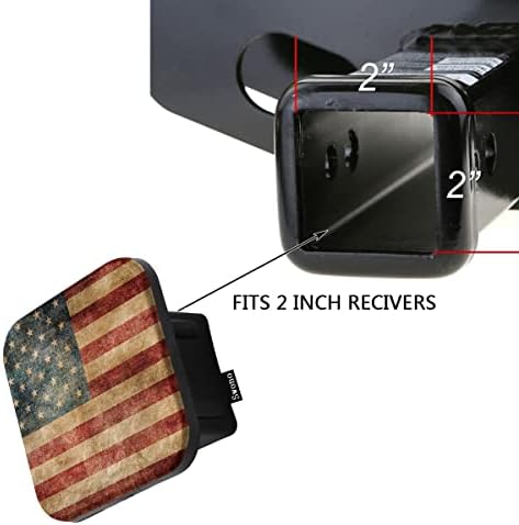 Swono American Flag Trailer Hitch Tube Cover Plug Cap, Grunge Vintage USA Flag - Image 3
