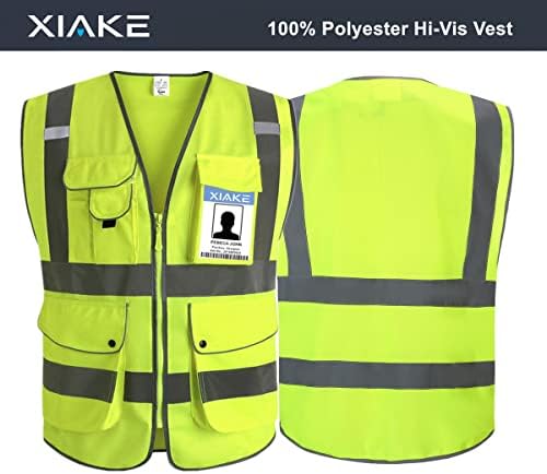 XIAKE 9 Pockets Class 2 High Visibility Reflective Safety Vest - Image 2