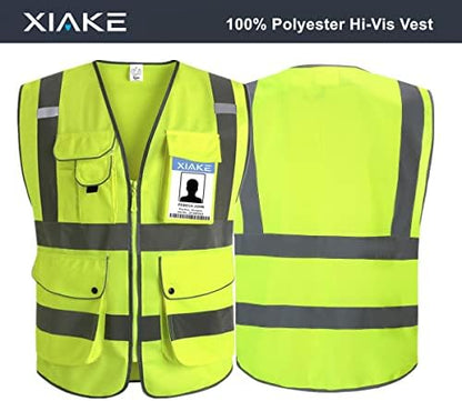 XIAKE 9 Pockets Class 2 High Visibility Reflective Safety Vest - Image 2