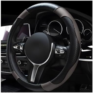 povtii Car Steering Wheel Cover, 15 Inch Leather Breathable Auto Steering Wheel by povtii