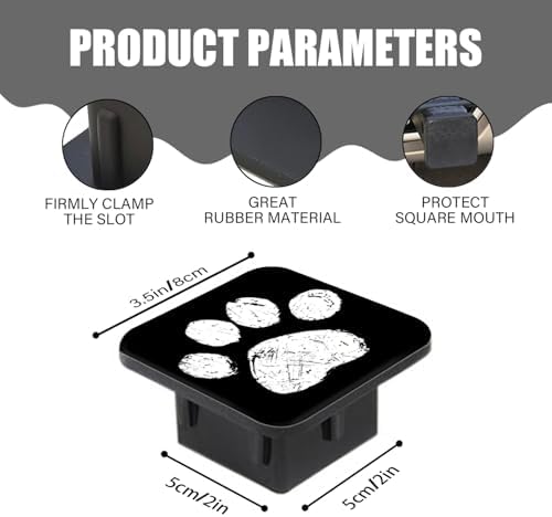 Trailer Hitch Cover, Cute White Cat Dog Paw Print On Black Hitch Cover Rubber - Image 3
