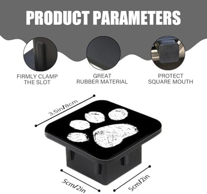 Trailer Hitch Cover, Cute White Cat Dog Paw Print On Black Hitch Cover Rubber - Image 3