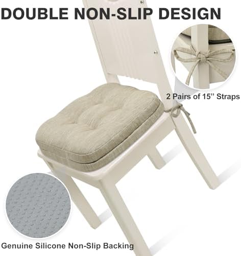 Shinnwa Dining Chair Cushions Set of 4, Dual-Layer Memory Foam Kitchen Chair - Image 5