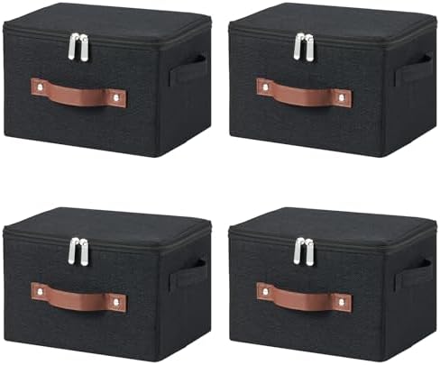 4PCS Storage Bins with Zipper Lids Decorative Lidded Basket Box by VinneGenzz