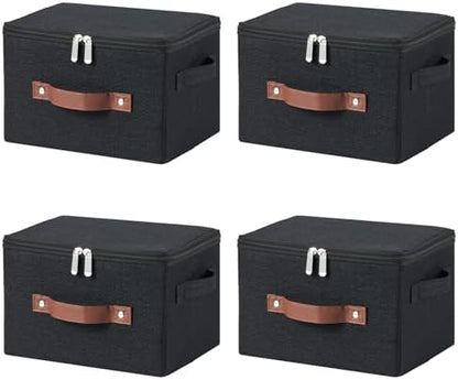 4PCS Storage Bins with Zipper Lids Decorative Lidded Basket Box by VinneGenzz
