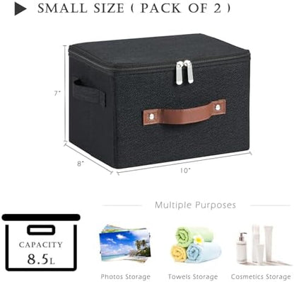 2PCS Storage Bins with Zipper Lids Decorative Lidded Basket Box - Image 3