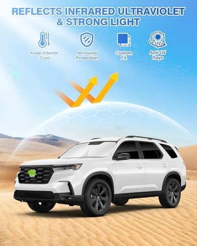 Canvcle Sunshades for 2023-2025 2026 Honda Pilot Accessories Windshield Sun - Image 2