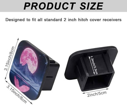 2 Inch Pink Moon Snowy Mountain Trailer Hitch Cover Rubber Receiver Tube Plug - Image 2
