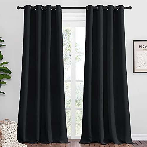 NICETOWN Bedroom Blackout Curtains Panels 1 Pair 55 x 92-inch Black by NICETOWN