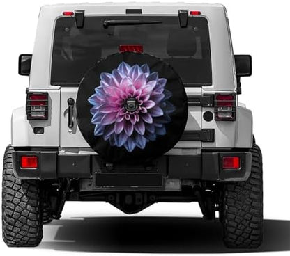 Chrome Pink and Purple Flower Spare Tire Cover by Foruidea
